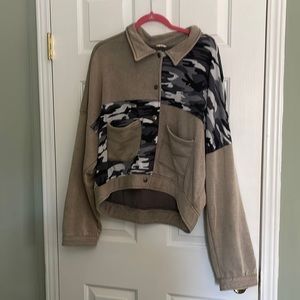 ❌SOLD❌ POL Tan and Camouflage Bomber Jacket